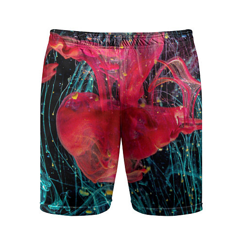 Мужские спортивные шорты Абстрактный всплеск розовой и голубой красок / 3D-принт – фото 1