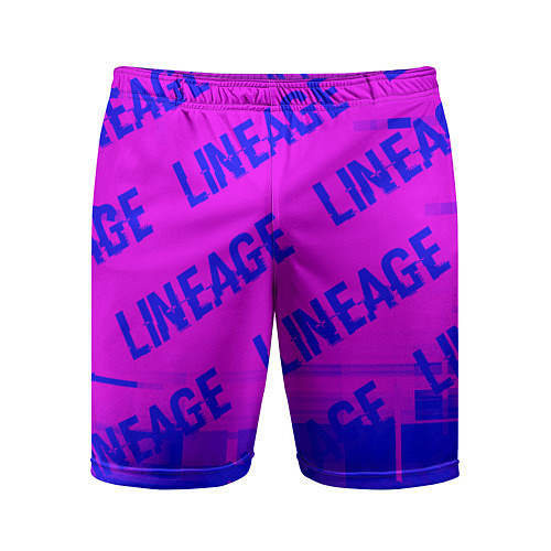 Мужские спортивные шорты Lineage glitch text effect: паттерн / 3D-принт – фото 1