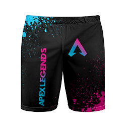 Шорты спортивные мужские Apex Legends - neon gradient: символ и надпись вер, цвет: 3D-принт