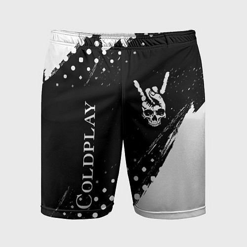 Мужские спортивные шорты Coldplay и рок символ на темном фоне / 3D-принт – фото 1