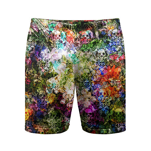 Мужские спортивные шорты Цветы на черепах / 3D-принт – фото 1