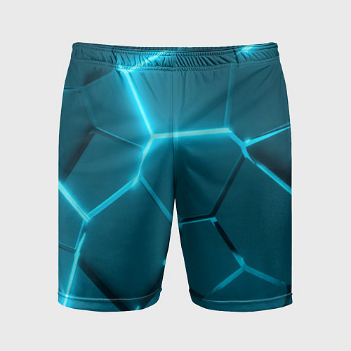 Мужские спортивные шорты Ледяные неоновые геометрические плиты / 3D-принт – фото 1