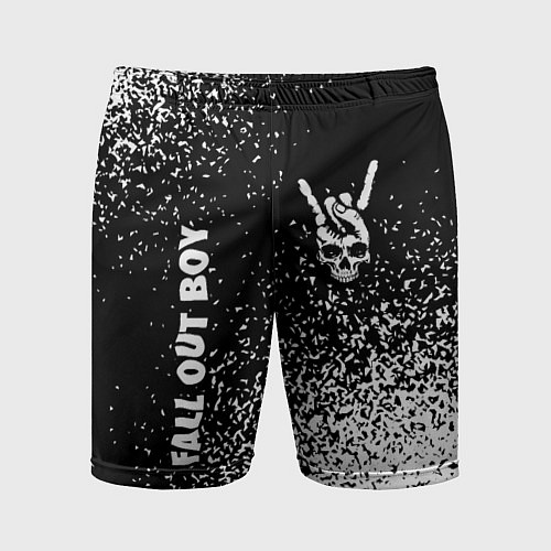 Мужские спортивные шорты Fall Out Boy и рок символ на темном фоне / 3D-принт – фото 1
