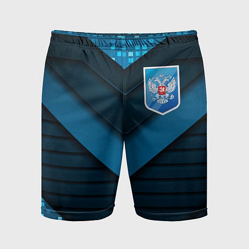 Мужские спортивные шорты Russia abstract blue / 3D-принт – фото 1