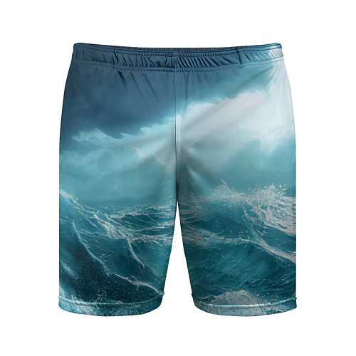 Мужские спортивные шорты Буря в море / 3D-принт – фото 1