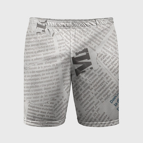 Мужские спортивные шорты Белая газета / 3D-принт – фото 1