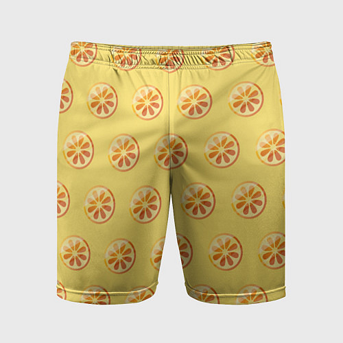 Мужские спортивные шорты Апельсин Паттерн - Желтая версия / 3D-принт – фото 1