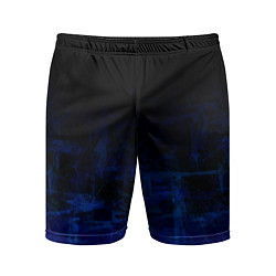 Мужские спортивные шорты Однотонный черный и темно синий гранжевый градиент