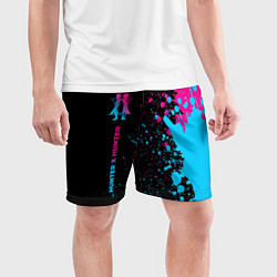 Шорты спортивные мужские Hunter x Hunter - neon gradient: по-вертикали, цвет: 3D-принт — фото 2