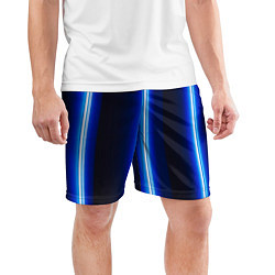 Шорты спортивные мужские Неоновое синее свечение, цвет: 3D-принт — фото 2