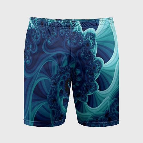 Мужские спортивные шорты Закрученный синий фрактал / 3D-принт – фото 1