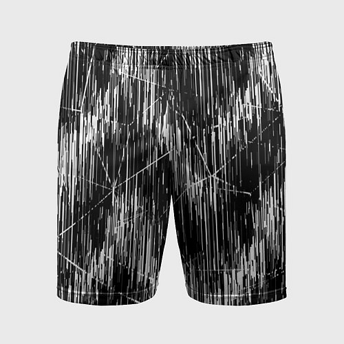 Мужские спортивные шорты Черно-белые штрихи, зигзаг / 3D-принт – фото 1