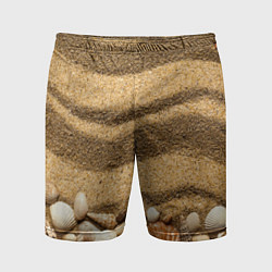Мужские спортивные шорты Ракушки на песчаном берегу