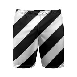 Шорты спортивные мужские Черно белые полоски, цвет: 3D-принт