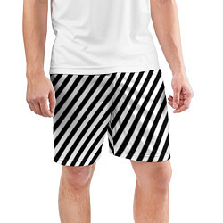 Шорты спортивные мужские Черно-белые полоски, цвет: 3D-принт — фото 2