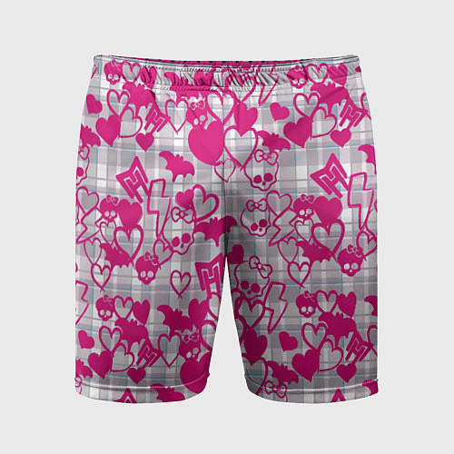 Мужские спортивные шорты Розовые черепа паттерн / 3D-принт – фото 1