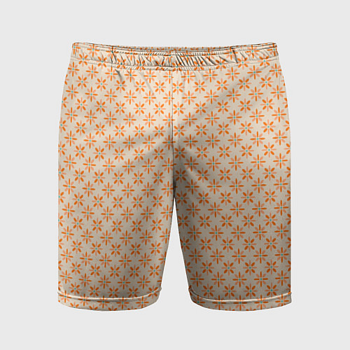 Мужские спортивные шорты Оранжевые геометрические цветы / 3D-принт – фото 1