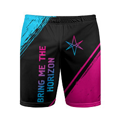 Мужские спортивные шорты Bring Me the Horizon - neon gradient: надпись, сим