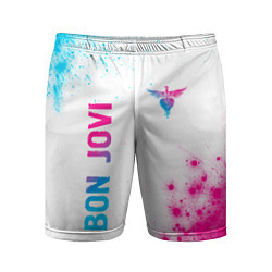 Шорты спортивные мужские Bon Jovi neon gradient style: надпись, символ, цвет: 3D-принт