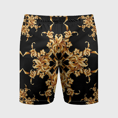 Мужские спортивные шорты Золотая гжель цветы / 3D-принт – фото 1