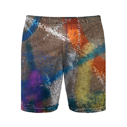 Мужские спортивные шорты Рисунок цветными мелками на асфальте / 3D-принт – фото 1