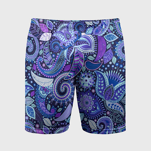 Мужские спортивные шорты Фиолетовые цветы узор / 3D-принт – фото 1