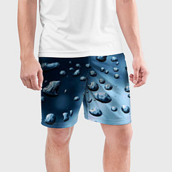Шорты спортивные мужские Капли воды на матовом стекле - текстура, цвет: 3D-принт — фото 2