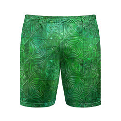 Шорты спортивные мужские Узорчатый зеленый стеклоблок имитация, цвет: 3D-принт