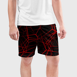 Шорты спортивные мужские Красные линии на черном фоне, цвет: 3D-принт — фото 2