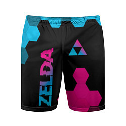 Мужские спортивные шорты Zelda - neon gradient: надпись, символ