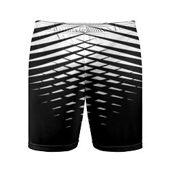 Шорты спортивные мужские Черно-белая симметричная сетка из треугольников, цвет: 3D-принт