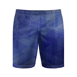 Шорты спортивные мужские Абстрактные синие прямоугольные фигуры, цвет: 3D-принт