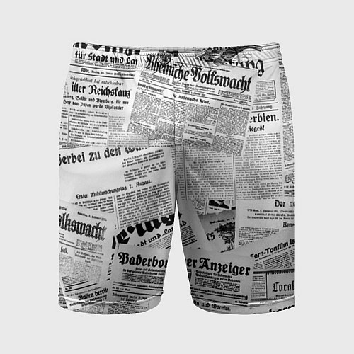 Мужские спортивные шорты Газетный коллаж / 3D-принт – фото 1
