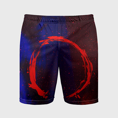 Мужские спортивные шорты Синий и красный абстрактный дым и краски / 3D-принт – фото 1