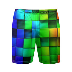 Шорты спортивные мужские Цветные неоновые кубы, цвет: 3D-принт