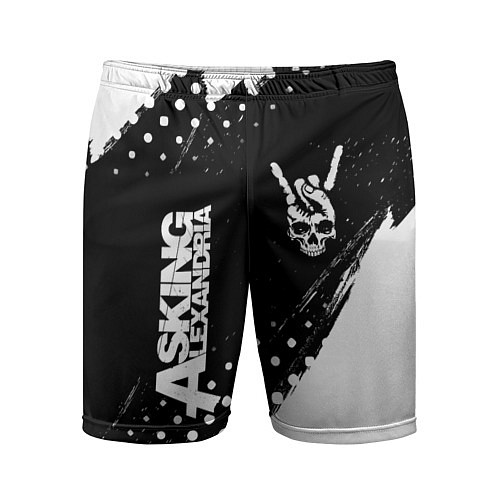 Мужские спортивные шорты Asking Alexandria и рок символ на темном фоне / 3D-принт – фото 1