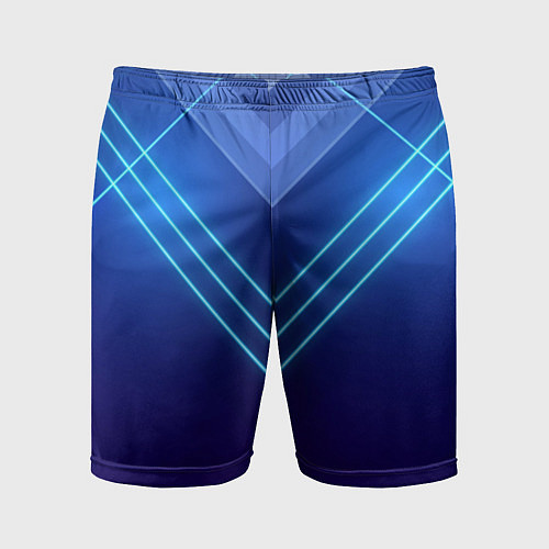 Мужские спортивные шорты Глубокий синий с неоновыми полосами / 3D-принт – фото 1