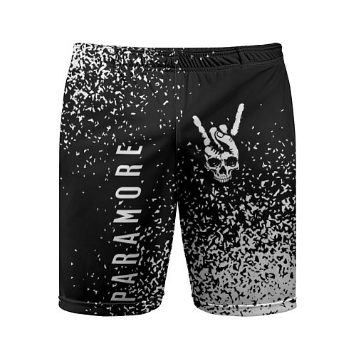 Мужские спортивные шорты Paramore и рок символ на темном фоне / 3D-принт – фото 1