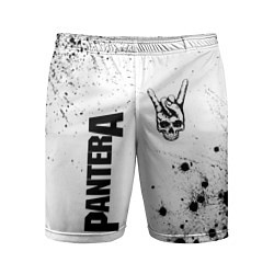 Шорты спортивные мужские Pantera и рок символ на светлом фоне, цвет: 3D-принт
