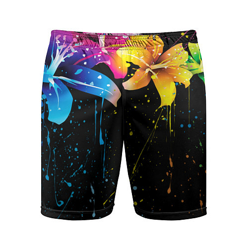 Мужские спортивные шорты Цветные лилии / 3D-принт – фото 1