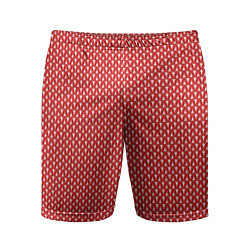 Шорты спортивные мужские Вязанное полотно - Красное, цвет: 3D-принт