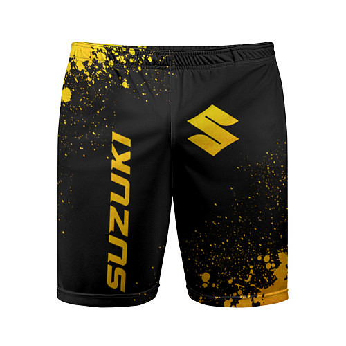 Мужские спортивные шорты Suzuki - gold gradient: надпись, символ / 3D-принт – фото 1