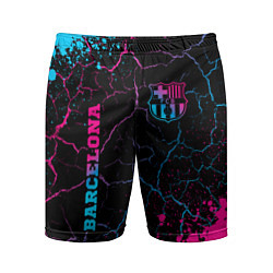 Шорты спортивные мужские Barcelona - neon gradient: надпись, символ, цвет: 3D-принт