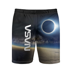 Шорты спортивные мужские Солнечное затмение в открытом космосе, цвет: 3D-принт