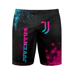 Шорты спортивные мужские Juventus - neon gradient: надпись, символ, цвет: 3D-принт