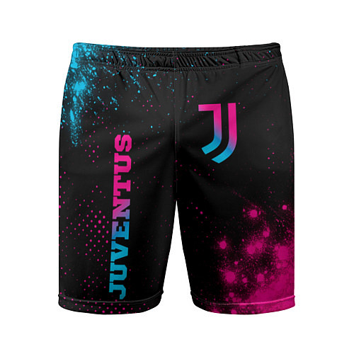 Мужские спортивные шорты Juventus - neon gradient: надпись, символ / 3D-принт – фото 1