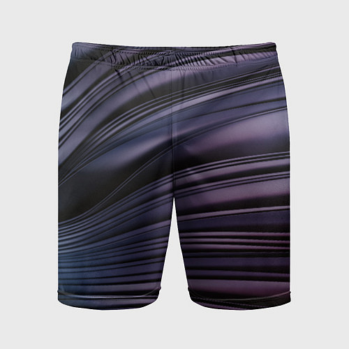Мужские спортивные шорты Волнообразные фиолетовые паттерны / 3D-принт – фото 1