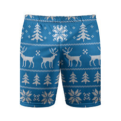 Мужские спортивные шорты Рождественский синий свитер с оленями
