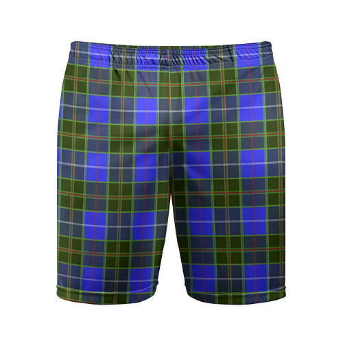 Мужские спортивные шорты Ткань Шотландка сине-зелёная / 3D-принт – фото 1
