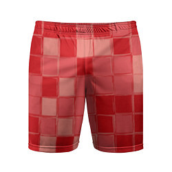 Шорты спортивные мужские Красный паттерн из кубов, цвет: 3D-принт